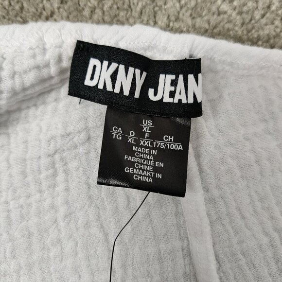 NEW Dkny Women's Crop Top Size XL White Cotton Seersucker One Shoulder Boho Chic - Picture 3 of 6